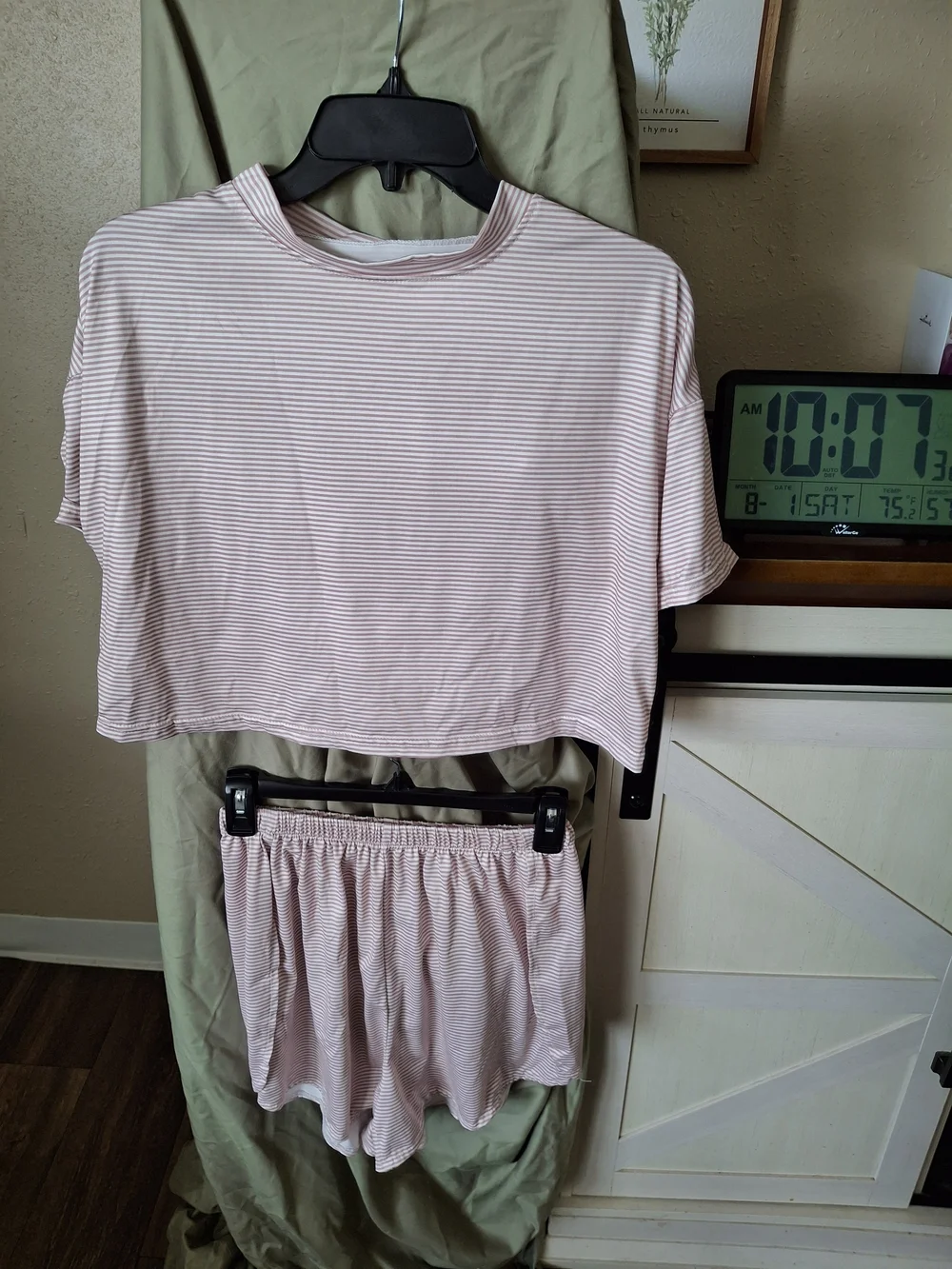 Cozy Women's Pink Striped Short Sleeve Pajama Set